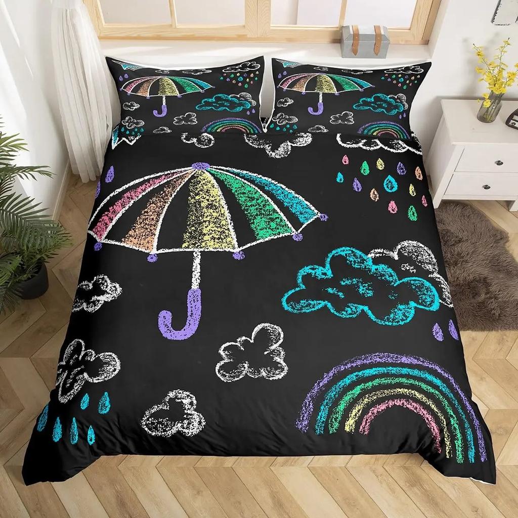 Hip Hop 90er Graffiti Bettbezug in voller Größe, Vintage Rollschuh-Bettwäscheset für Kinder Jugendliche, Hippie Musik Headset Bettdeckenbezug