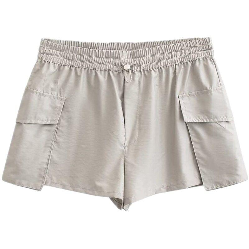 

Fashion Style Summer Fashion Trends Stretch Pocket Decoration Tooling Style Gray Nylon Blend Shorts 7901437 Picture color L