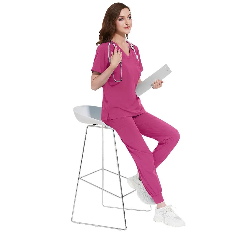 Quick-Dry Stretch Fabric Medical Uniform Women Scrub Nursing Set Doctor Nurse Outfit Pediatric Surgery Uniform Nurse Accessories