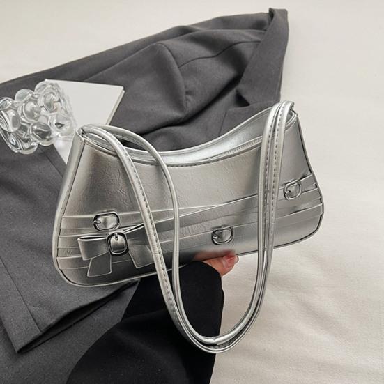 Women Hobo Handbag Faux Leather Bow Shoulder Bag Vintage Clutch Purse Underarm Bag for Street Work Party Date