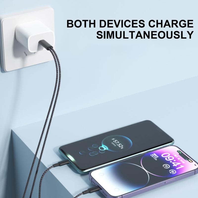 USB C to 2 USB C Splitter Cable Type C Power Cable Nylon Braided, Charge Multiple USB C Gadgets from One USB Source