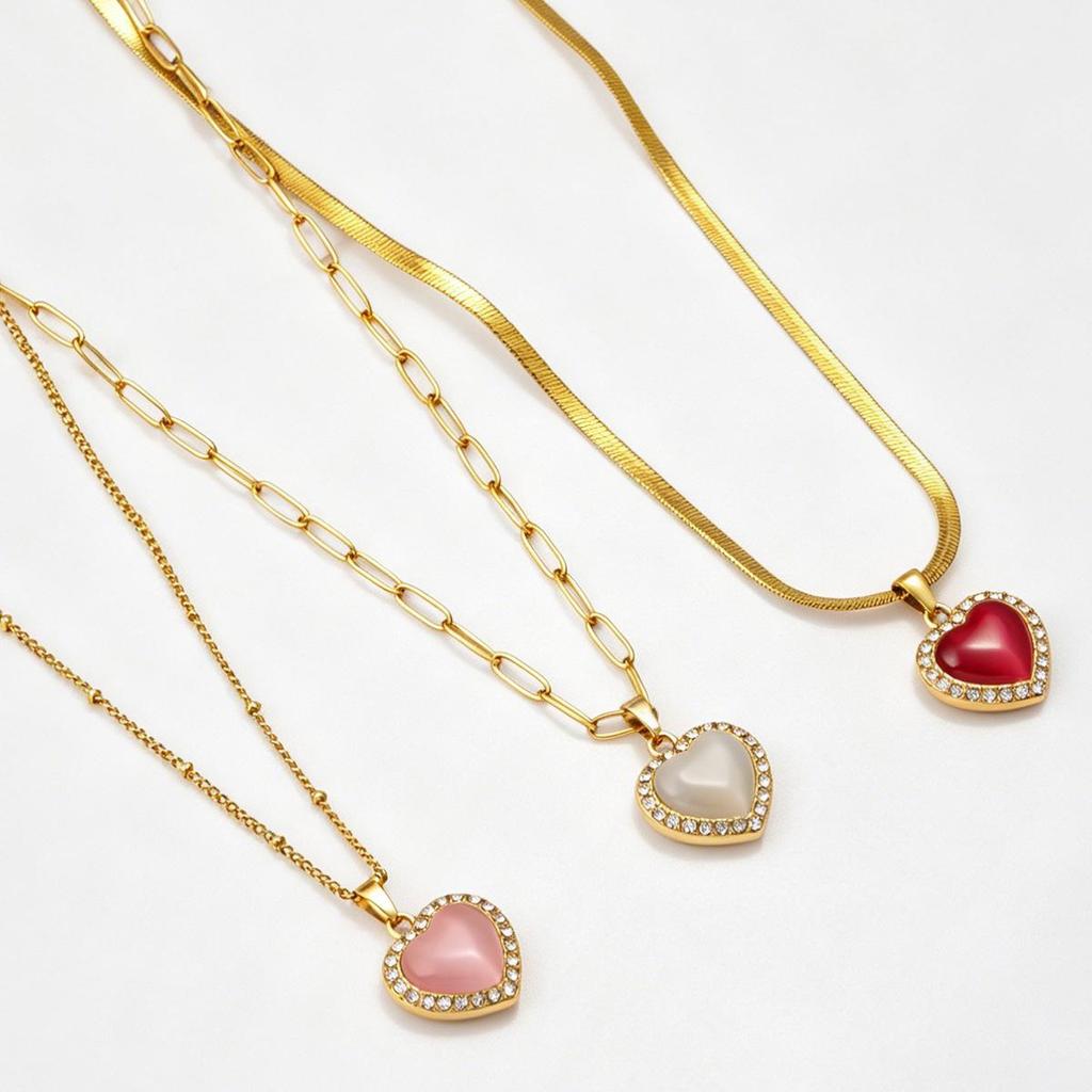 European-American Multi-layer Heart Necklace: Stainless Steel Bohemian Clavicle Chain for Women