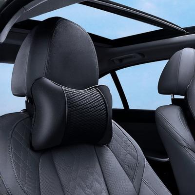 1pc Car Headrest PU Leather Mesh Breathable Neck Pillow - Soft, Comfortable Seat Rest Cushion for Neck Protection Accessories