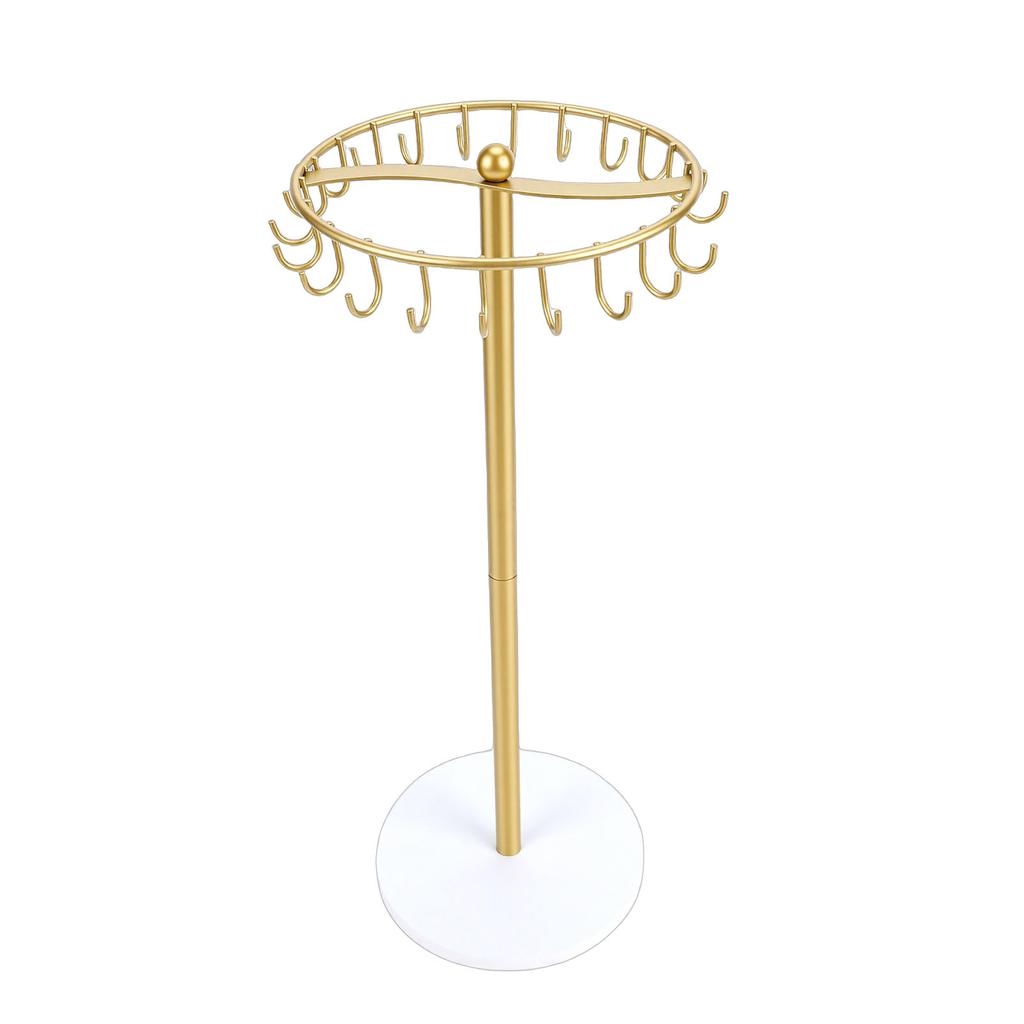 Necklace Holder Metal Necklace Display Wood Base with 22 Hooks Jewelry Home Decoration for Women