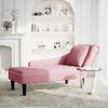 Chaise Longue con Cuscino e Bracciolo Destro Velluto Rosa