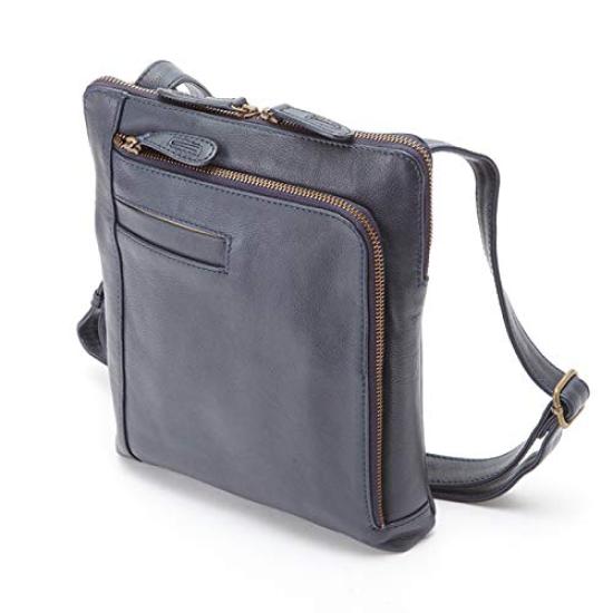 

Hirano Bags Men s Genuine Leather Shoulder Bag, A5 File Fit, Vertical, Crossbody, 22.5cm Wide + Original Mouton Gloves, Navy Blue