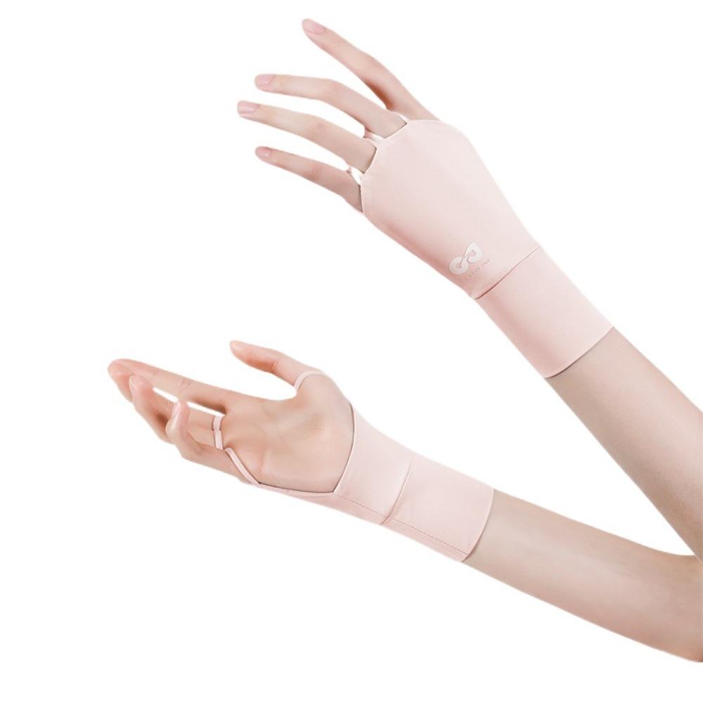 Thin Half Finger Golf Gloves Elastic Ice Silk Mittens Sports Sunscreen Gloves  Outdoor
