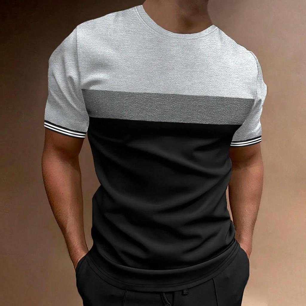 Luxury Brand T-Shirt 2024 Men'S Spring And Summer Leisure Sports Breathable Comfortable Beach Wind Stitched Stripe Color