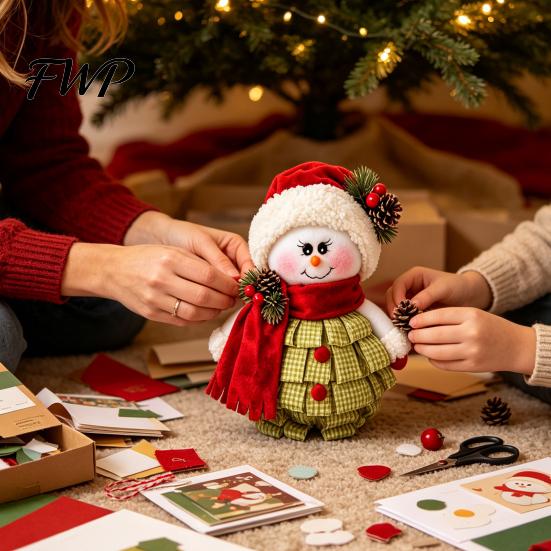 DIY Snowman Sewing Set Christmas Felt Craft Kit, Handmade Santa Gingerbread Elf Creative Art Activity Angel Material Holiday Supplies for Kids Adults