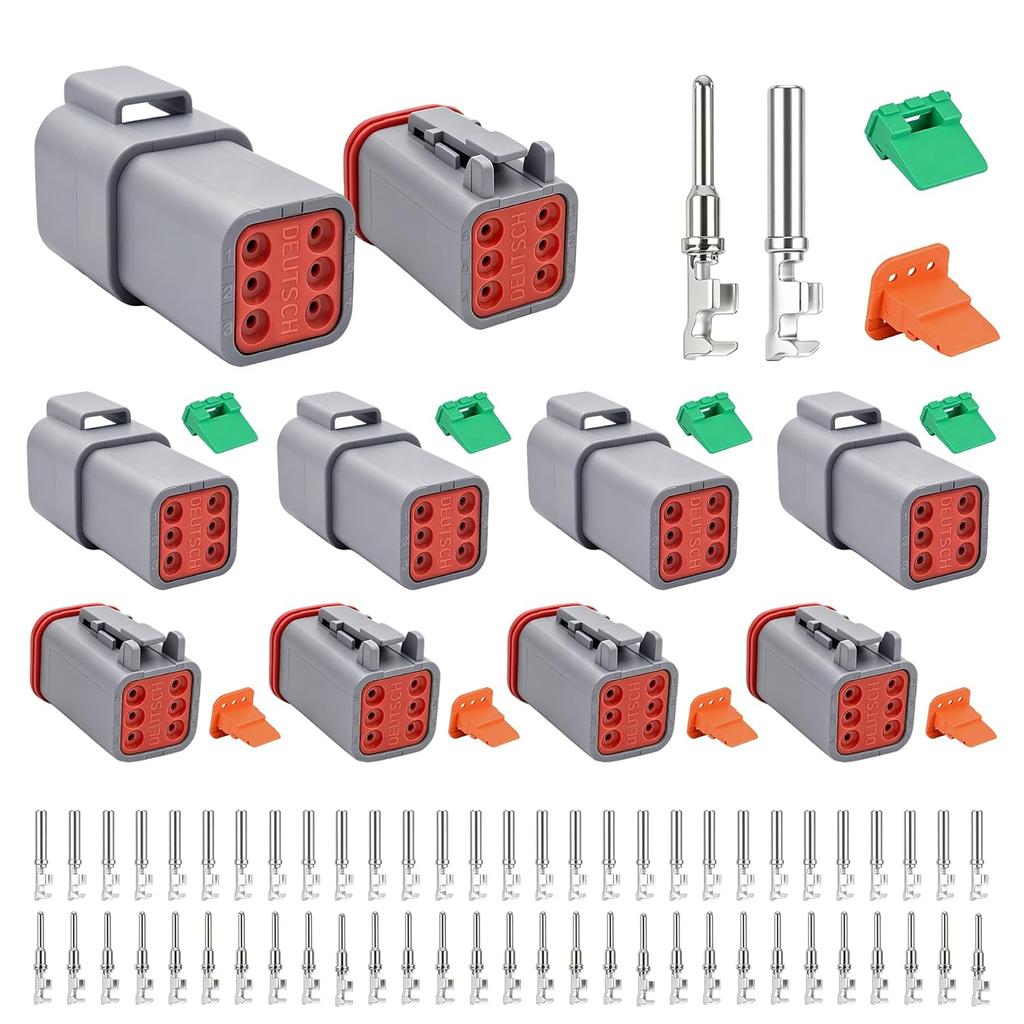 Deutsch DT 2 Pin Connector Kit 2pin Waterproof Automotive Wire Connectors | Gray Waterproof Electrical Wire Connector for Cars,