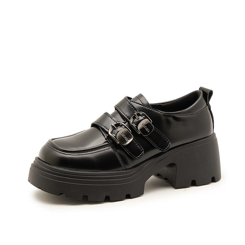 

Leather platform loafers women s 2025 new super fire single shoes women s shoes small people increase height autumn small leather shoes women 35