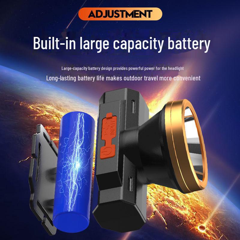 USB Rechargeable High-Beam Headlamp for Fishing, Mining, and Night Patrol