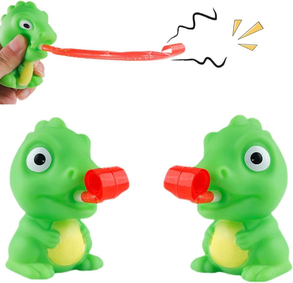 2pcs Stress Frog Toys Tongue Sticking Out Novelty Relief Squeeze Dinosaur Toy Sensory Toy Gift for Kids Adult Party Favor Easter