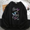 Gothic Womens Hoodies Retro Butterfly Daily Fleece Sweatshirt Fashion O-Neck Pullover Casual Winter Autumn Clothing