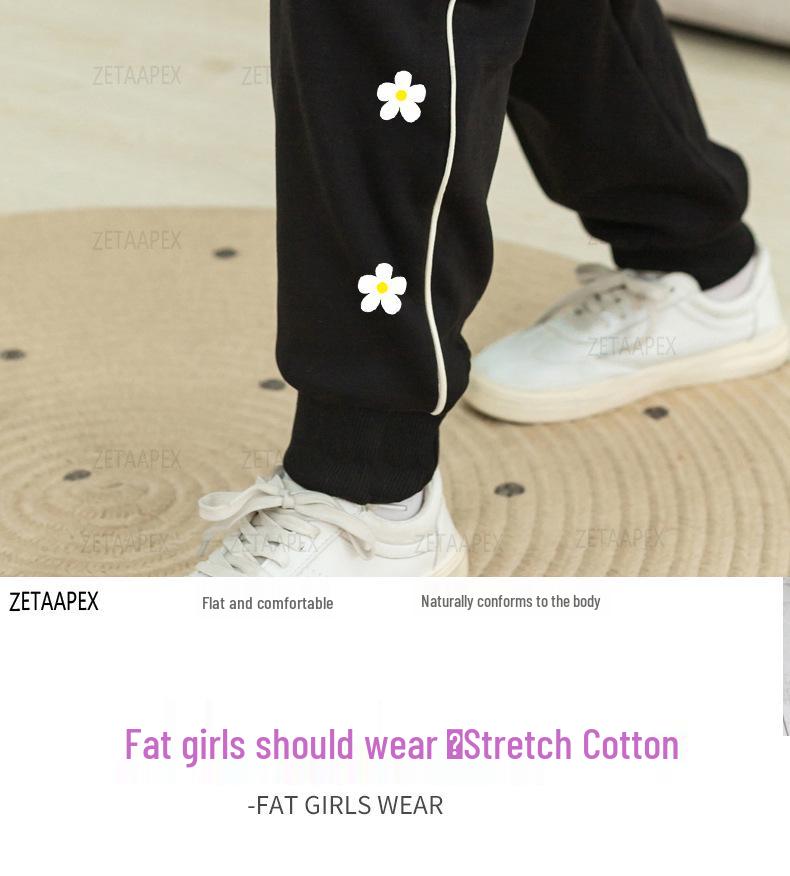 Plus Size Girls' Fleece Sweatpants - Loose, Casual Sportswear for Spring, Autumn, Winter