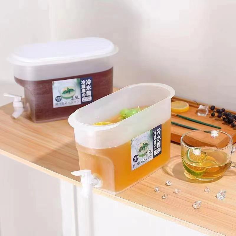 1/2Pcs 3.5L Large Capacity Cold Water Pitcher Kettle with Faucet In Refrigerator Iced Beverage Dispenser Refrigerator and Spigot