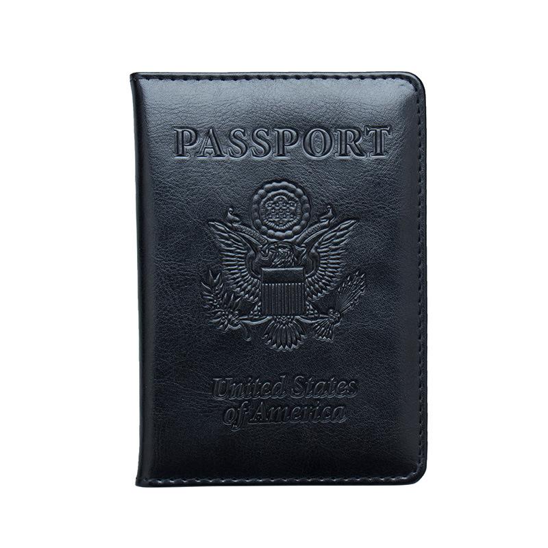 New US Passport Holder Leather Thin Passport Covers Golden Copper Corner Id Card Holder Plane Ticket Holder Travel Accessories