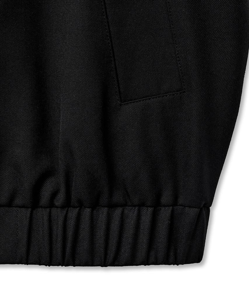 Noirer Oversized Wool Harrington Jacket (Black)
