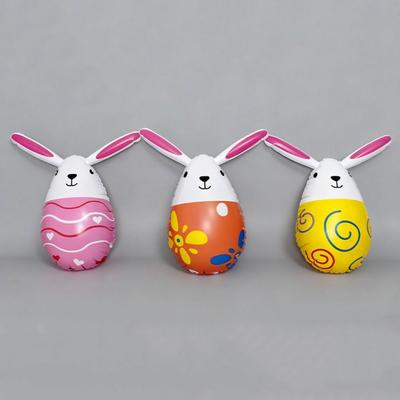 Easy Use Safe Easter Inflatable Rabbit Cute PVC Easter Rabbit Ornament Reusable Waterproof Inflatable Easter Eggs Easter Party