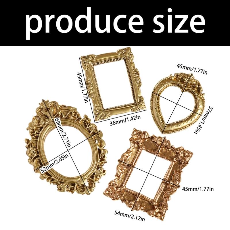 12Pcs Mini Picture Frame Small Antique Resin Photo Frame Oval Rectangular Wall Hanging Display Table Frame Decors Gift