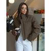 2026 Womens Short Stand Collar Cotton Puffer Jacket Slim Fit Warm Winter Coat