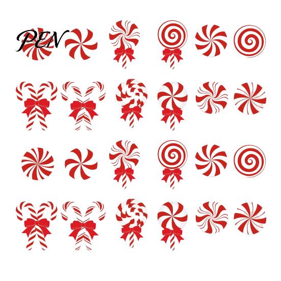 Classic Red White Christmas Ornaments 12/24/36 Pcs Candy Tree Decorations, Lollipop Picks for Tree, Country Style Fireplace Hanging Decor Ornaments,