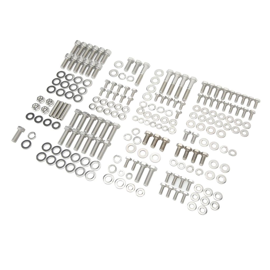 211pcs Engine Hex Bolt Kit Stainless Steel Long Lasting for SMALL BLOCK 265 283 305 327 350 400