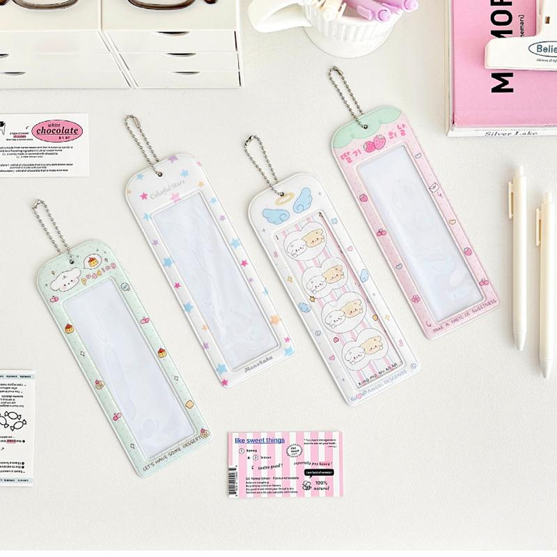 Photocard Holder Pvc Transparent Card Case Student Campus Card Access Bag Strawberry Four Grid Card Sleeve