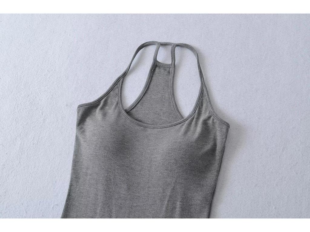 Yoga Workout Set: Slim-Fit Tank with Built-In Bra Pads & Elastic Spaghetti Straps + Flared Pants, Turned-Up Waist, Slimming & Draped