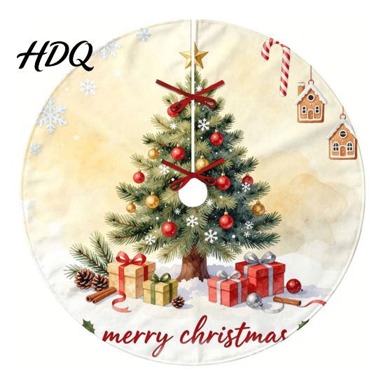 Holiday Tree Skirt Round Skirt 35.4" Christmas Vibrant Prints Mat with for Decorative Prop Photo