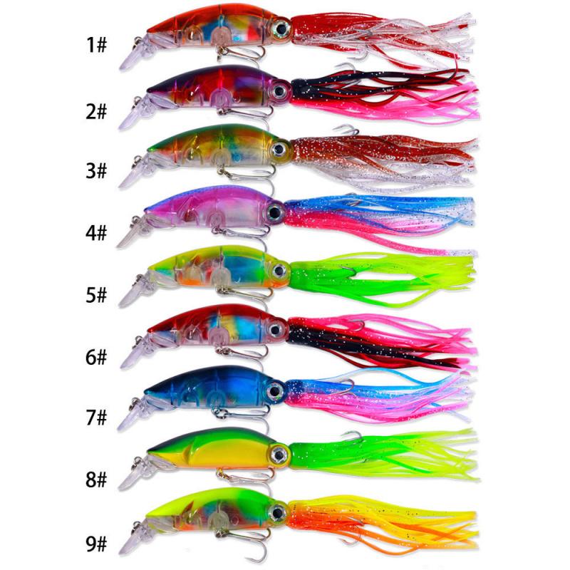 Lure Bait Set Floating Octopus10CM16.6GMulti-color Realistic Fake Bait with Mustache High Simulation Fishing Tackle Supplies
