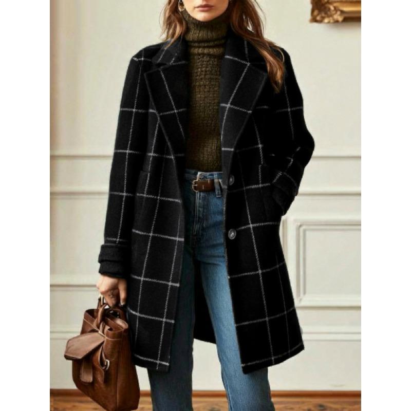 JPNTKY Women's Long Sleeve Lapel Collar Vintage Casual Autumn Winter Jackets & Coats