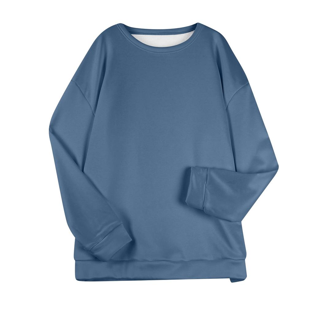 Sudadera informal de cuello redondo para mujer, de felpa, de color liso, para invierno