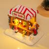 LED Christmas Music Popcorn House Lighted with Christmas Tree Resin Christmas Commissary Figurine Ornaments Xmas Decor and Gifts
