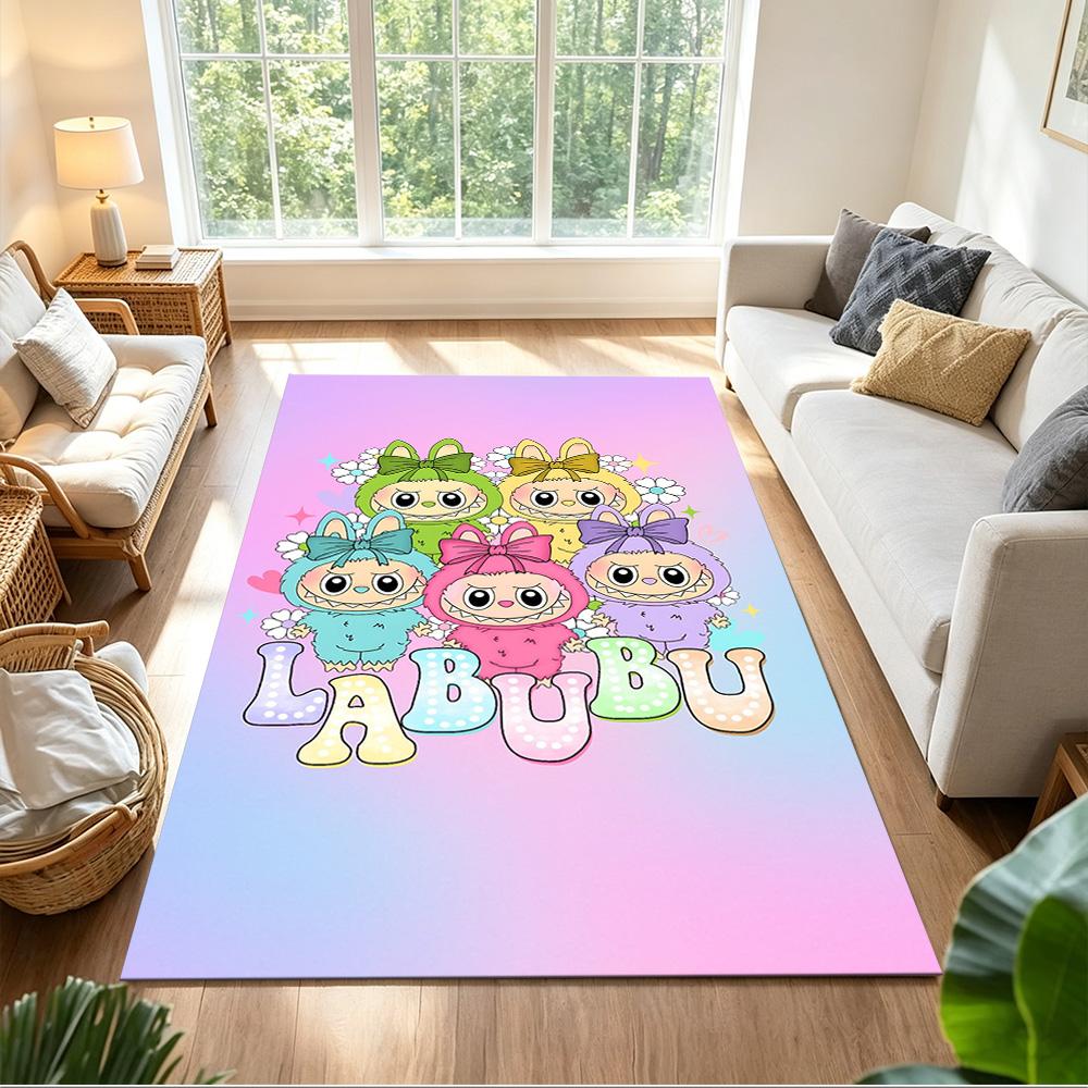 Labubu Floor Rug Office Rug Design for Bedrooms Hallway Living Rooms Foyer Anti-slip Rug Anime Office Decor Spiritual Gift