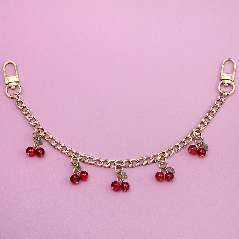 Temperament Glass Stone Red Cherry Chain Jewelry Bag Hanging Jewelry Bag Charm Bag Accessories
