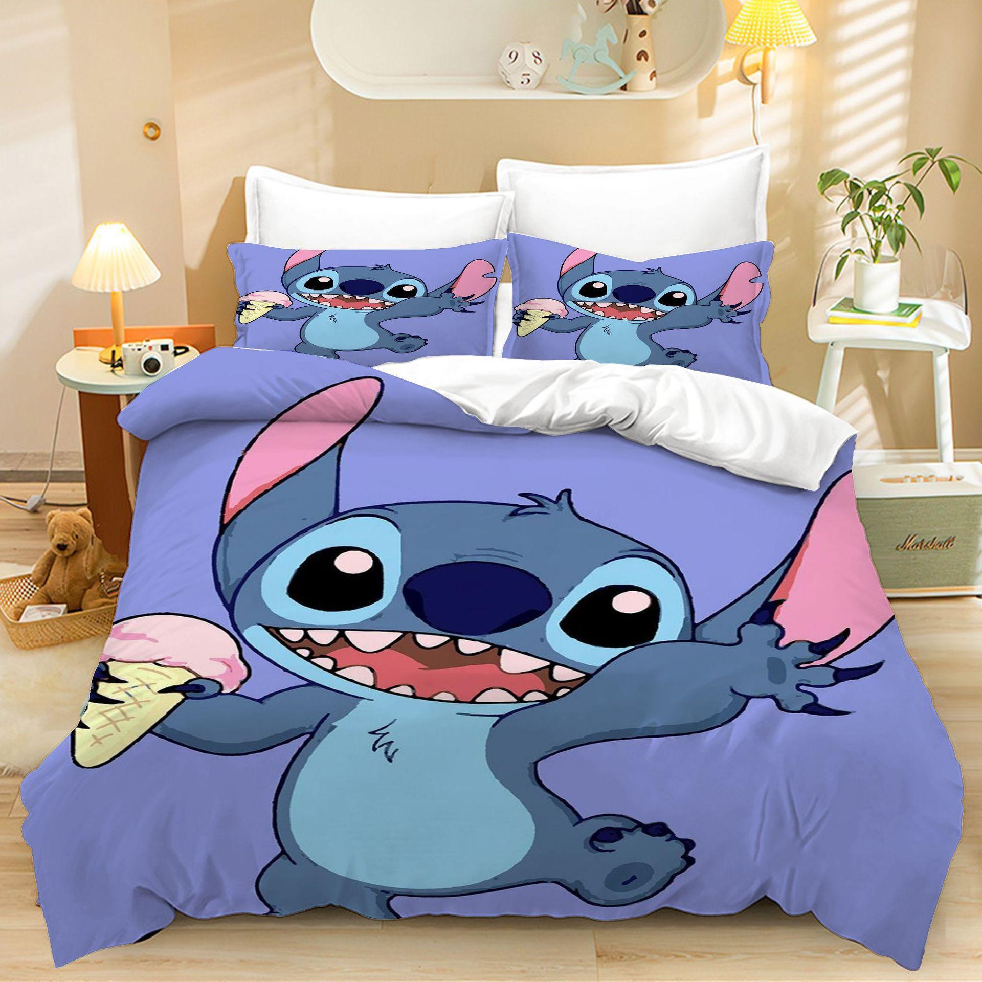 

Home Textile Three-Piece Cartoon Purple Digital Printing Quilt Pillowcase Bedding 90 * 200