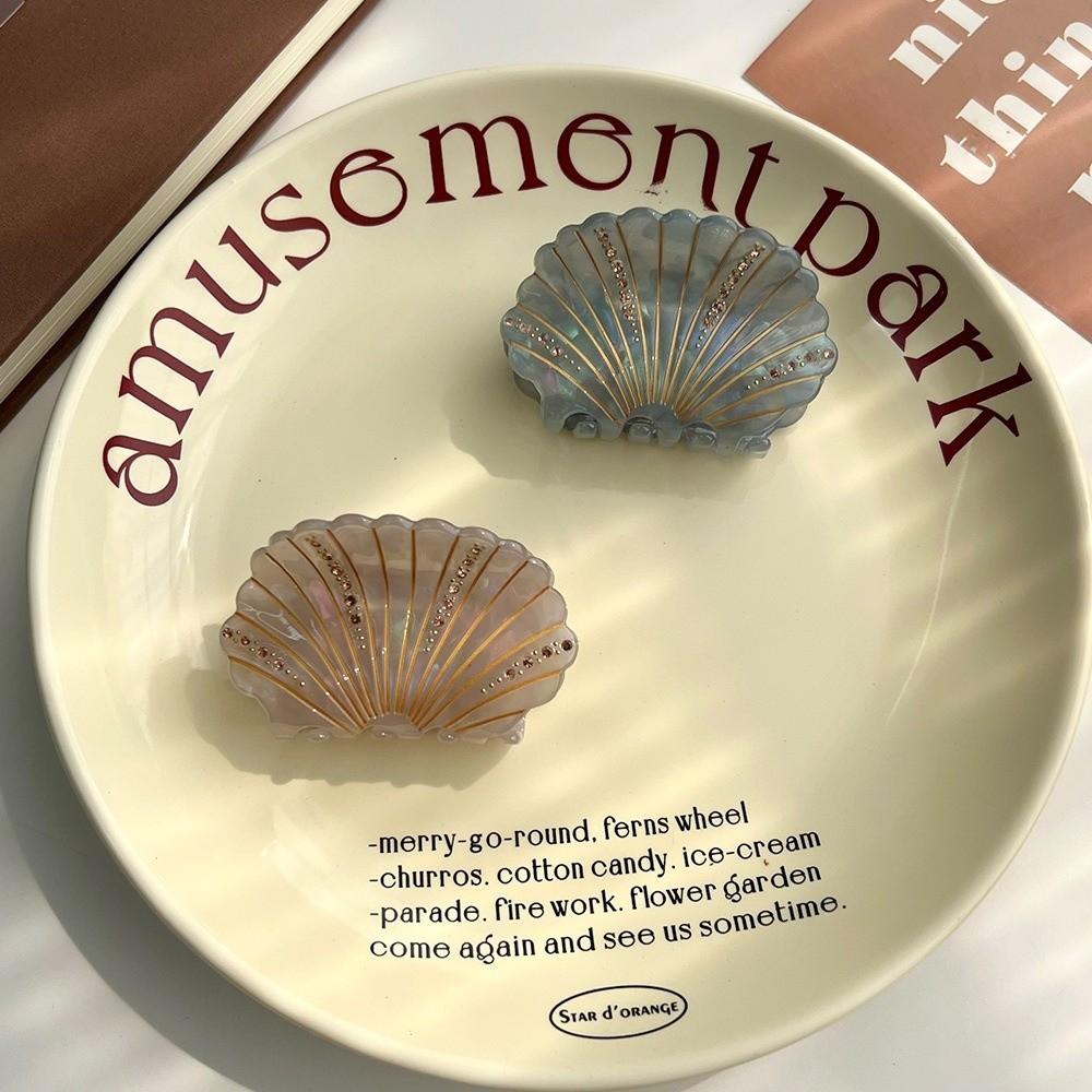 Non-slip Shell Hair Claw Acetate Shark Clip Shining Seashell Hair Clips  for Women