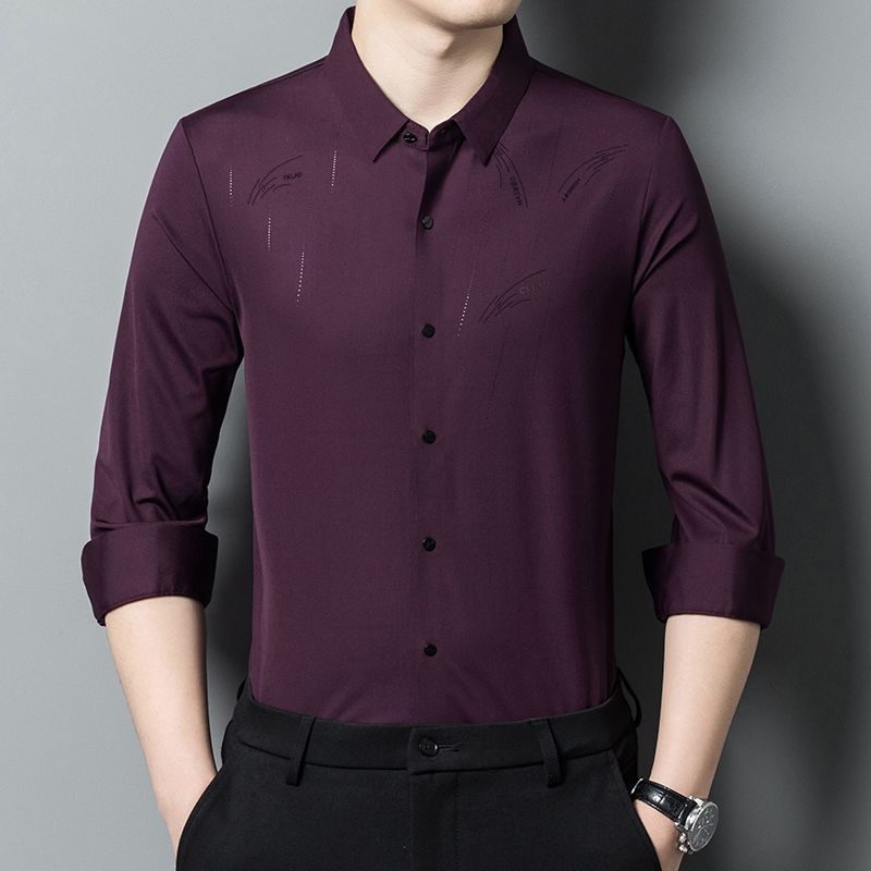Autumn Men's Shirt Straight Square Collar Youth Long-sleeved Business Gentleman Shirt