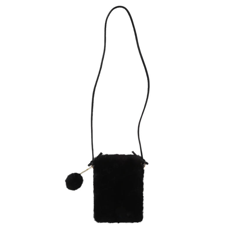 Plush Phone Bag Autumn and Winter Solid Color Elegant Women's Durable Girl Fur Hanging Rope Bag Crossbody Coin Purse