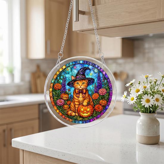 DYS Halloween Acrylic Puzzle Suncatcher, 7.87 Inch Sun Catcher Window Hanging Ornament, Ideal for Gifting and Home Decor