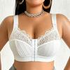 Plus Size Front Closure Lace Splice Bra Soft Breathable Unpadded Sexy Bralette for Women