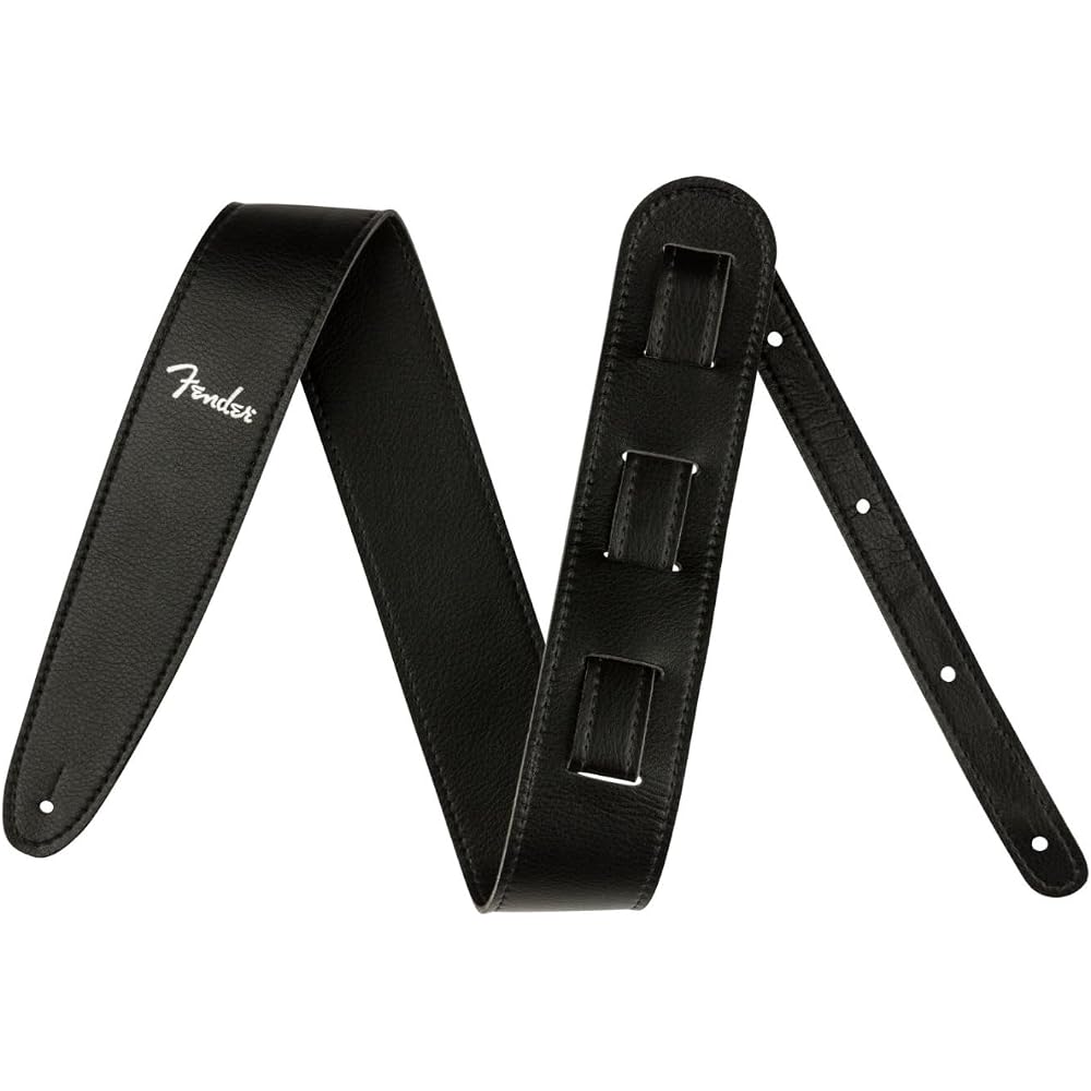 Fender Vegan Leather Strap Black 2.5 inch Adjustable Guitar Accessory
