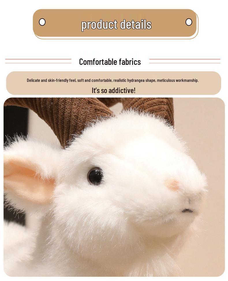 Big Horned Goat Plush Toy Doll - Decorative Ornament