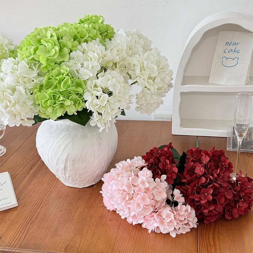 Multi-head Simulation Hydrangea Bouquet DIY Floral Arrangement Latex Hydrangea Big Head Artificial Flower Bouquet Home