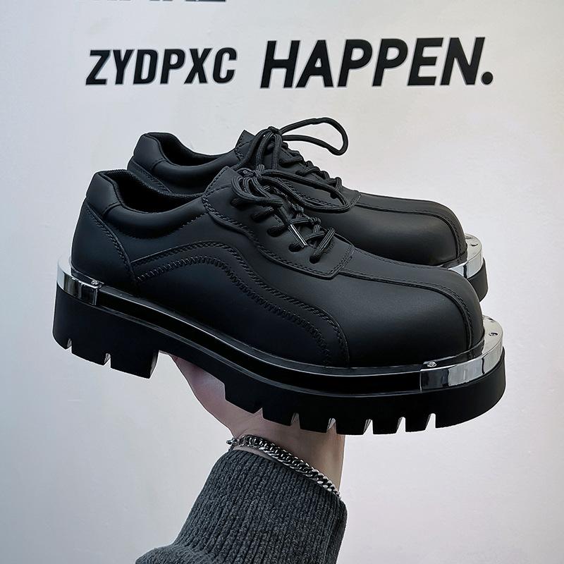 New men's versatile business casual leather shoes big head derby niche low-top thick-soled heightening men's shoes 20242-A