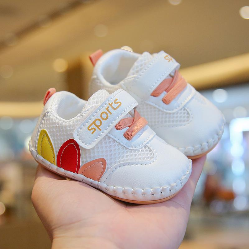 

Breathable Mesh First Walking Shoes for Babies Boys & Girls with Color Block Velcro Size 14 to 18 (Set of 5 pairs)