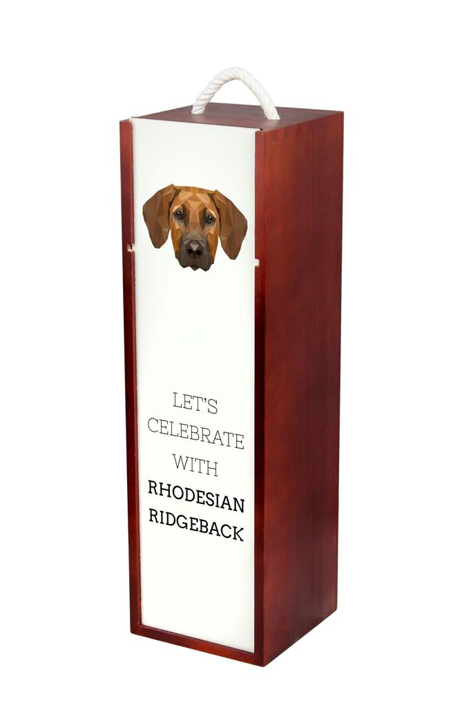 Rhodesian Ridgeback, African Lion Dog - Geometric Box with Photo and Inscription for Wine by Art-Dog Brand