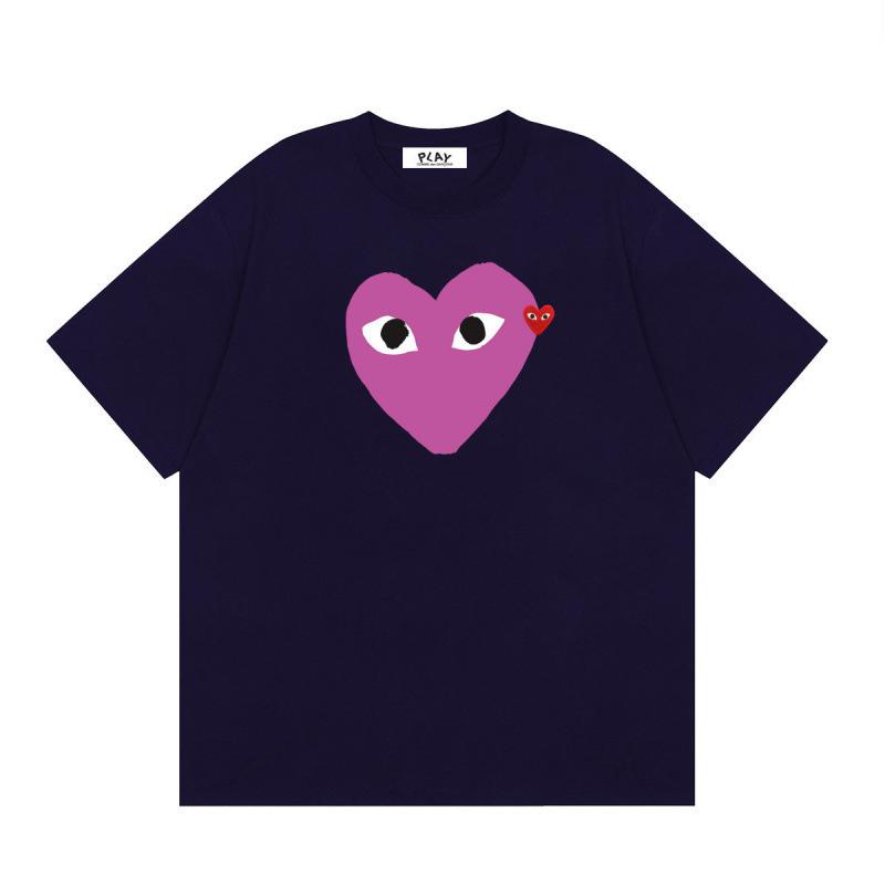 Japanese trendy brand heart-print short-sleeve T-shirt, unisex loose couple's summer casual daily versatile top