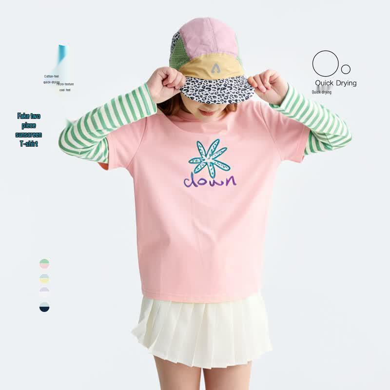 Gulu Diary Kids Faux Two-Piece Long Sleeve T-Shirt 150